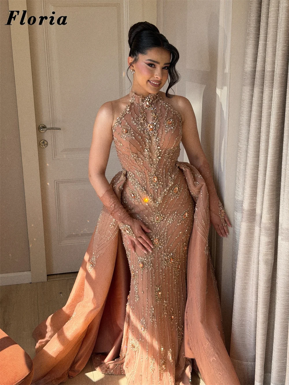 Blush Pink Beaded Evening Dresses With Detachable Skirt Customized Sleeves Prom Dress Wedding Party Gowns Robes De Soirée 2026 view 2