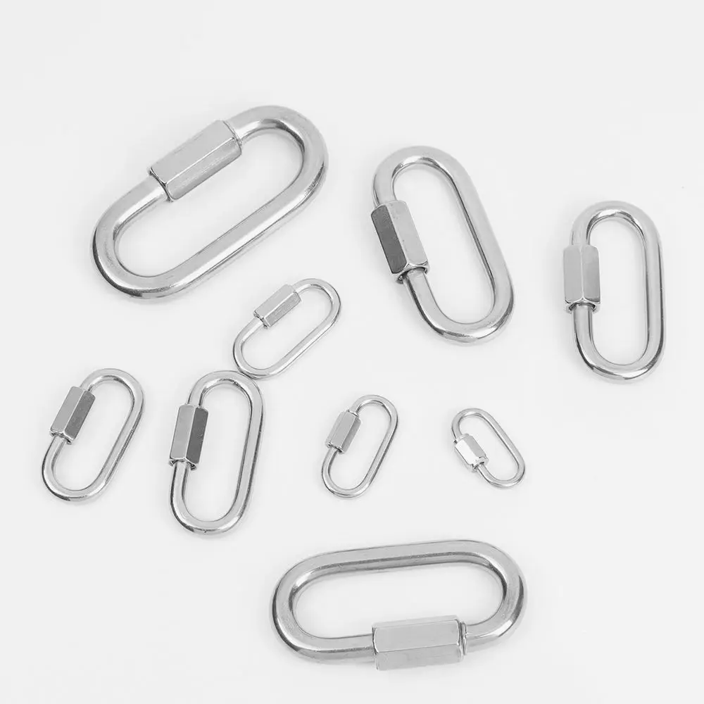 9 Sizes Chains Buckles Screw Lock Climbing Gear Carabiner Chain Connecting Ring Carabiners Safety Snap Hook