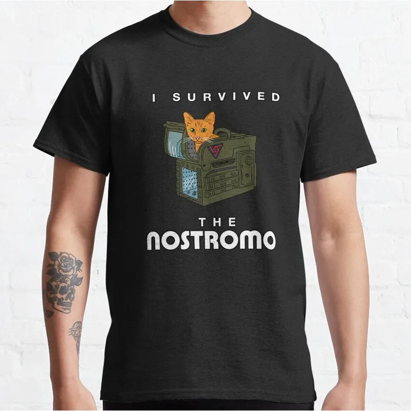 I Survived The Nostromo Alien Movie Graphic T‑Shirt Vintage Sci‑Fi Horror Xenomorph Print Tee Unisex Short Sleeve Streetwear