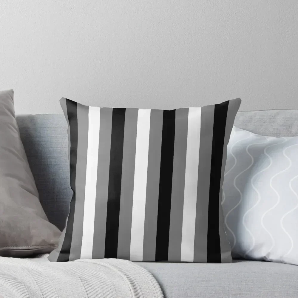 

Black, White and Gray Vertical Stripes Throw Pillow luxury sofa pillows autumn decoration pillow