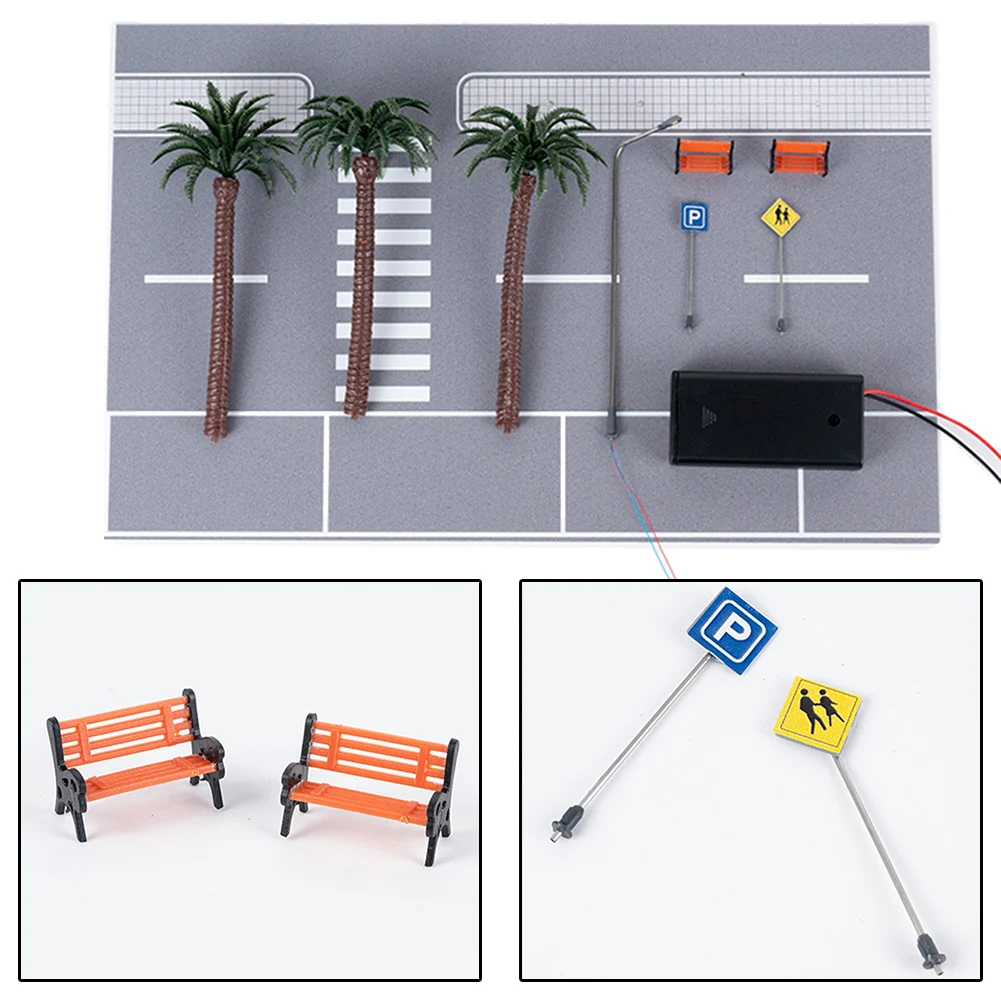 

1:64 Scale Diorama Car Parking Lot With Led Light Roadway Display Model Scenery Kit Diy Landscape Accessory Home Desktop Decor