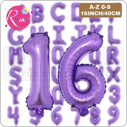 16/40inch Purple A-Z Letter/0-9 number Ballon birthday party decoration Wedding baby shower 100 days Balloons Globos Anniversary