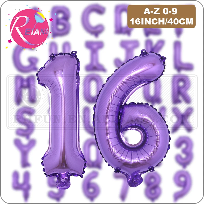 16/40 cal fioletowy A-Z list/0-9 numer balonu dekoracja urodzinowa ślub baby shower 100 dni balony Globos rocznica