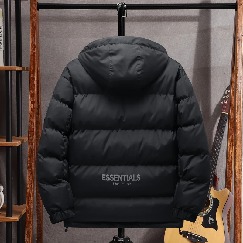 سترات قطنية مع غطاء محرك السيارة سميكة دافئة مقاومة للرياح ملابس رجالية عالية الجودة بسحاب Roupas Masculinas Casacos De Inverno Masculino