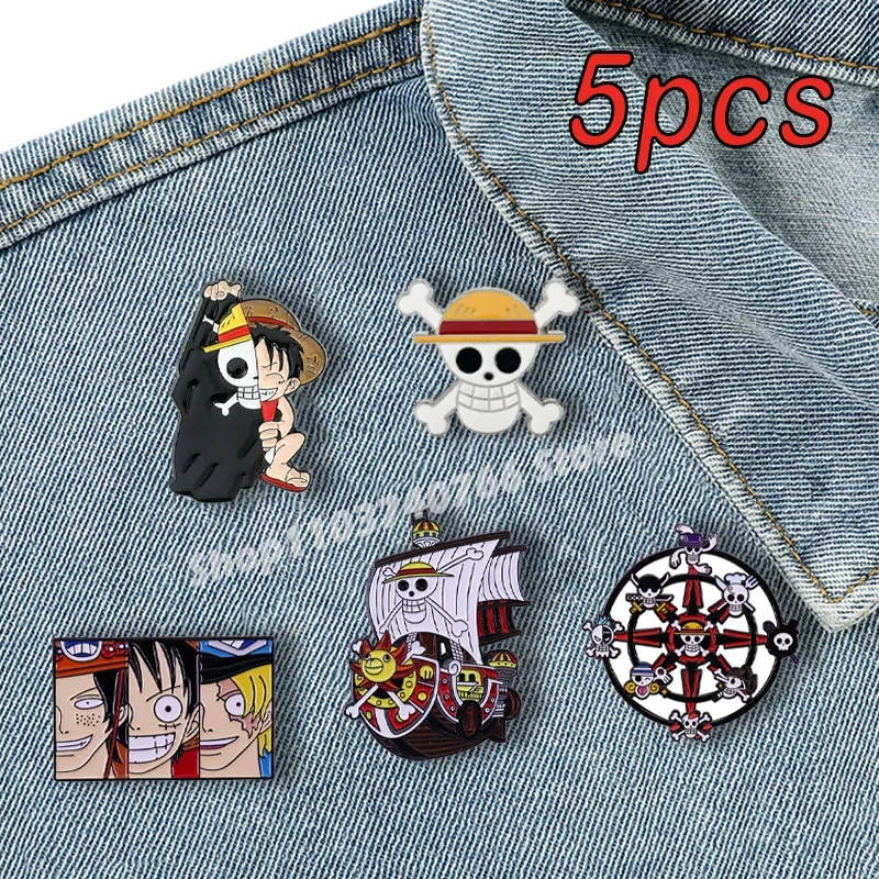 Anime One Piece Lapel Pin Monkey D Luffy Kawaii Enamel Pins Women Men Brooch Badge Accessories for Kids Toys Jewelry Decoration