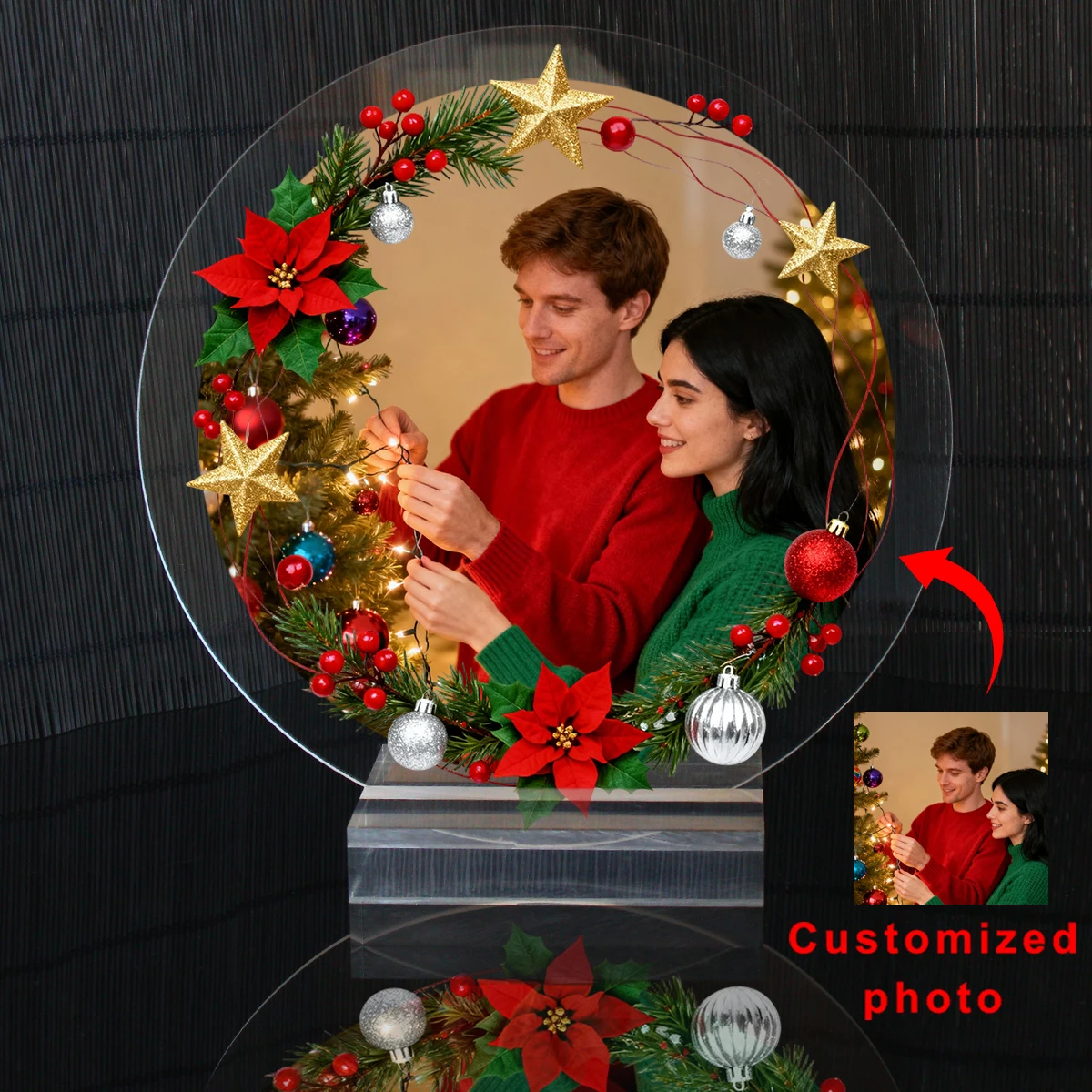 1pc Customized Winter Christmas Themed Acrylic Desktop Ornaments Home Decorations Family and Couple Commemorative Gifts