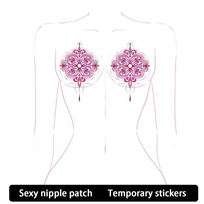 

Эксклюзивная авторская наклейка на соску с огненным цветком на груди, сексуальная временная наклейка, водонепроницаемая и устойчивая к поту цветная татуировка, наклейка