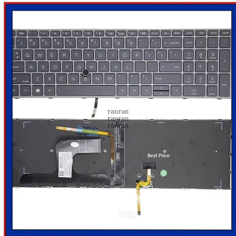 

Клавиатура с подсветкой в США для HP ZBOOK 17 G7/G8 ZBOOK Fury 17 G7/G8, серебристый цвет
