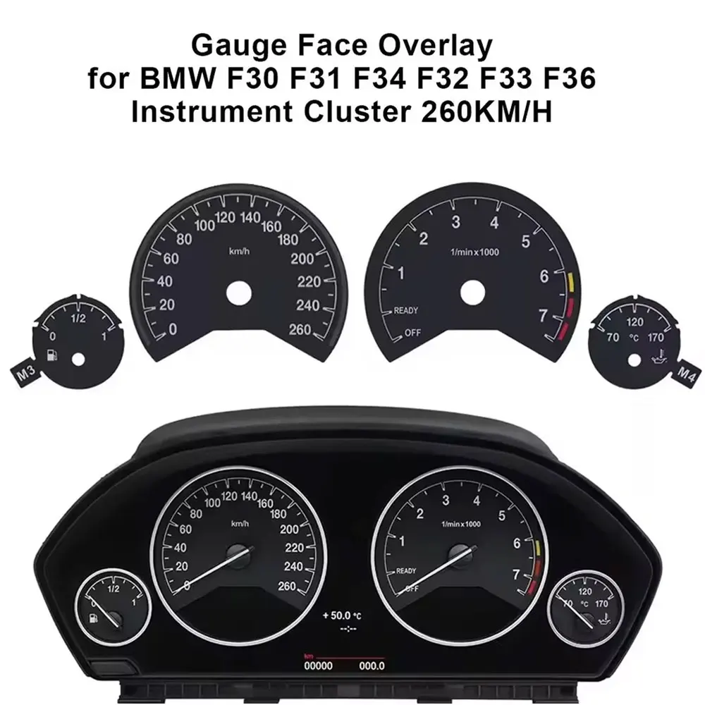 Instrumentencluster-Abdeckplatte für BMW 3er 4er Serie F30 F31 F32 F33 F34 F36 3M Tachometer 330 km/h 260 km/h – Detail 2