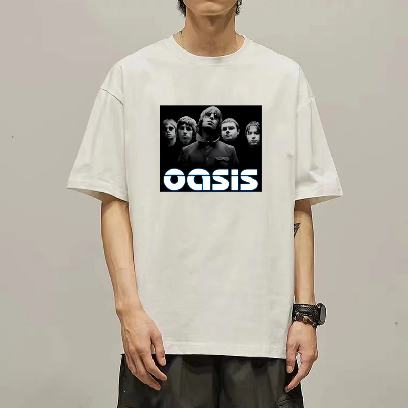 T-shirt À Manches Courtes Du Groupe Oasis David Bowie Groupe De Rock Périphérique Vêtements Américains Impression En Coton
