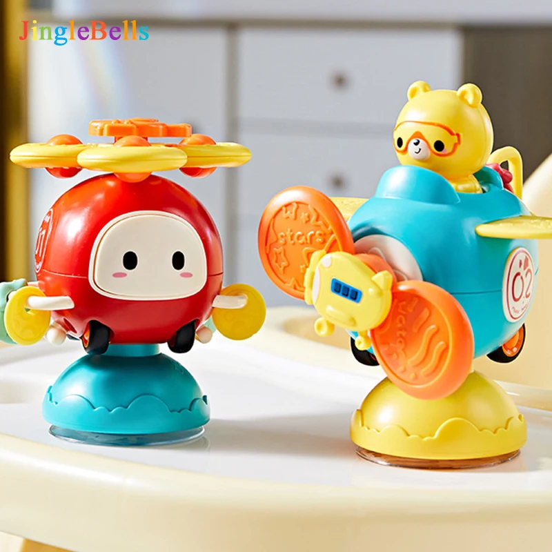 Baby 3-In-1 Hoge Stoel Speelgoed Zuignap Fidget Spinner Top Roterende Rammelaars Duw Auto Helikopter Kraal Spel Montessori Speelgoed