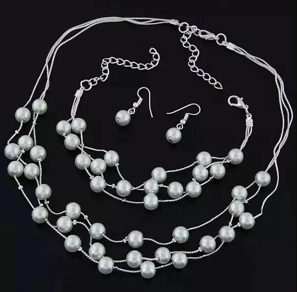 Classic luxury  design Pearl necklace Bracelet jewelry set for women  Elegant Party Fashion