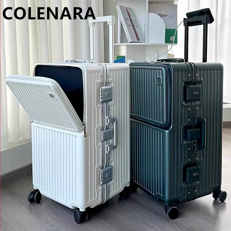 

COLENARA 20"24"26"28"30 Inch Front Opening Laptop Boarding Case USB Luggage Travel Bag Charging Trolley Case Suitcase