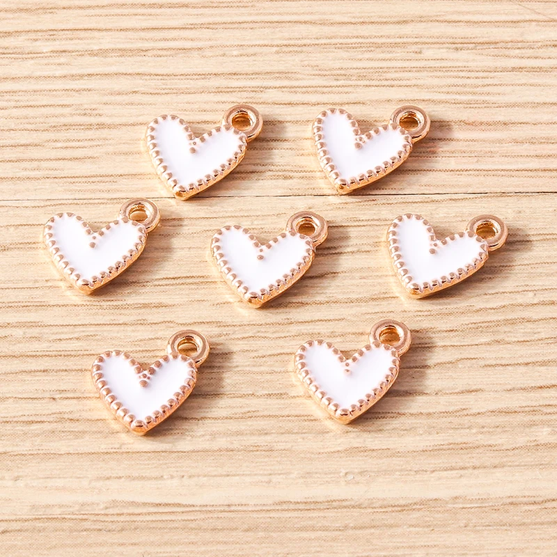 30 stücke 9x9mm süße kleine Emaille Liebe Herz Charms Anhänger für Schmuck machen Tropfen Ohrringe Halsketten Armband DIY Bastel bedarf – Detail 8