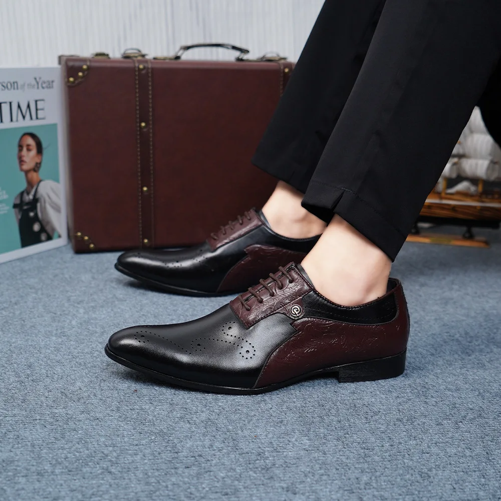 Men's business formal leather shoes, groom's wedding shoes, gentleman's pointed-toe dress shoes
