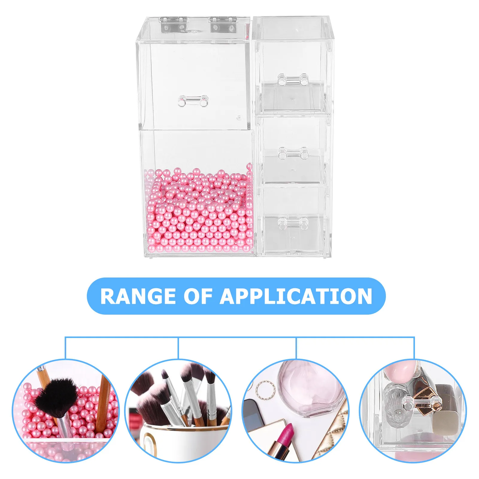 Crystal Clear Makeup Brush Holder Organizer Box for Brushes, Sponges, Lipsticks, Foundations, Blush & Eyeshadow