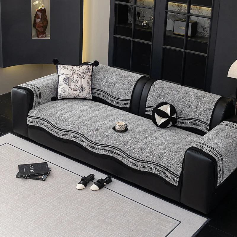 French Chenille Retro Sofa Cushion Simple Advanced Light Luxury New Non-slip Straight Row Sofa Cover Back Towel Cover Towel