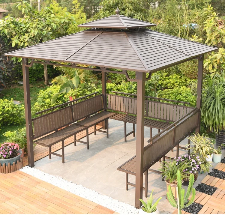 Super Hard Gazebos Galvanized Steel 10x10 Ft Gazebo With Four-sided Mesh for Wind and Rain Protection