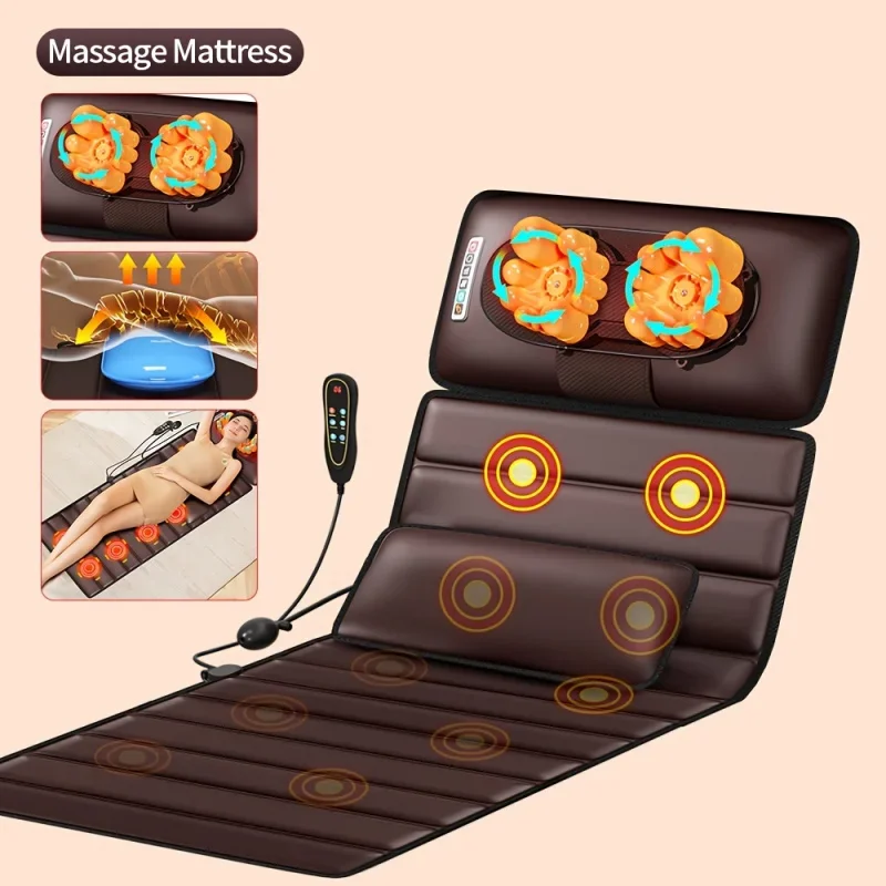 Massage Mat With Heat, 10 Nodes, Full Body Massage Mat, Adjustable Pillows Heating Pads, Full Body Massager For Neck