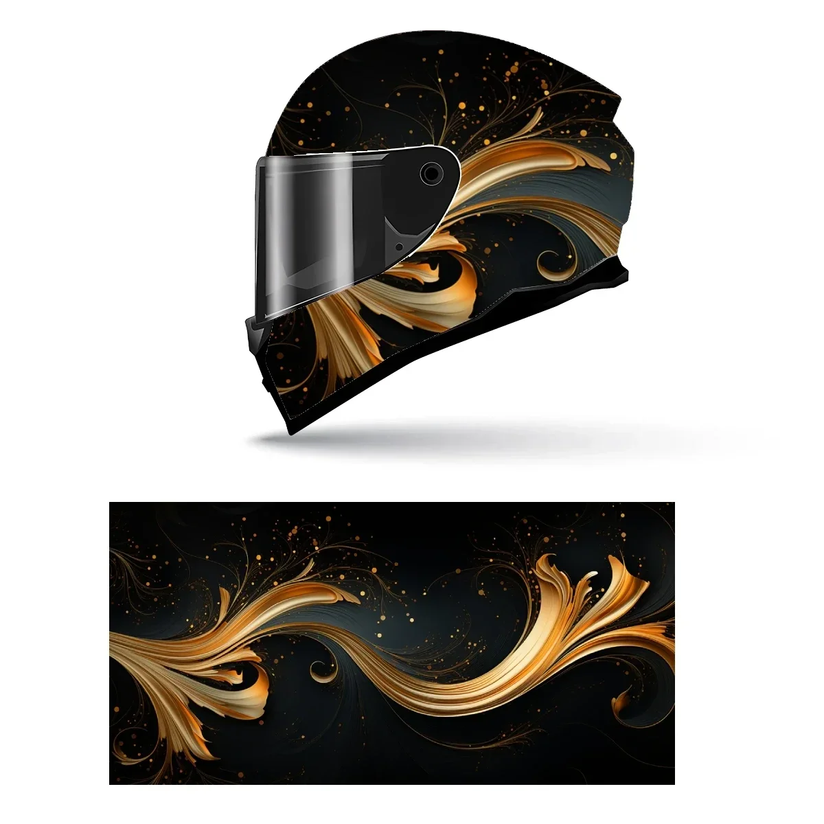 

Golden Splashes Black Swirl Full Helmet Wrap Sticker Motorcycle Helmet Racing Graphic Decal Vinyl Wrap Helmet Decorative Sticker