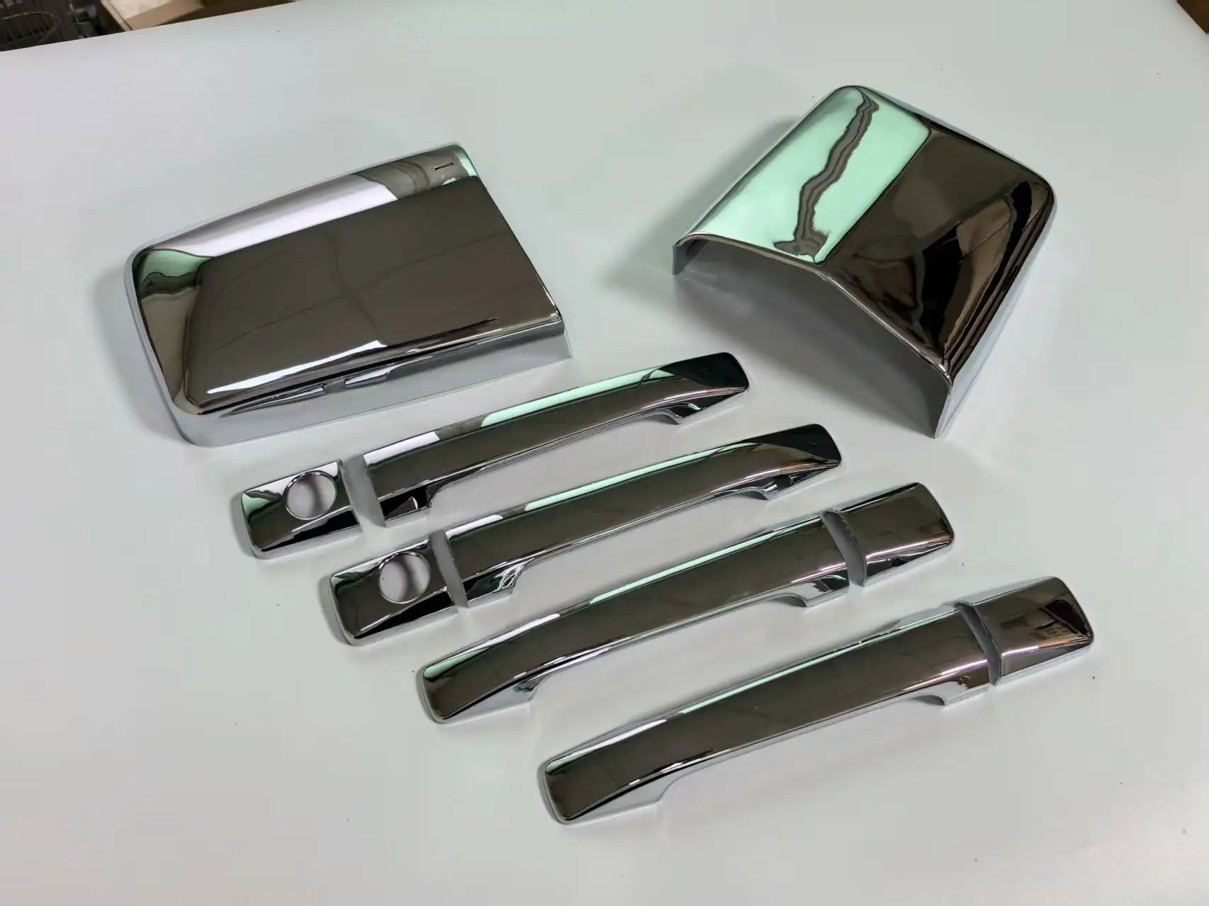 Chrome Side Door Handle Cover + Chrome Rearview Mirror Cover Trims Set Fit for Mercedes W124 300E 1986-1995