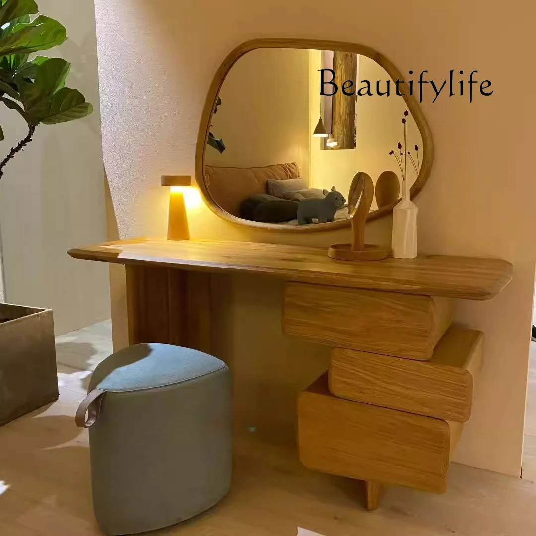 

Medieval solid wood dresser chest integrated French creative Nordic log style bedroom makeup table
