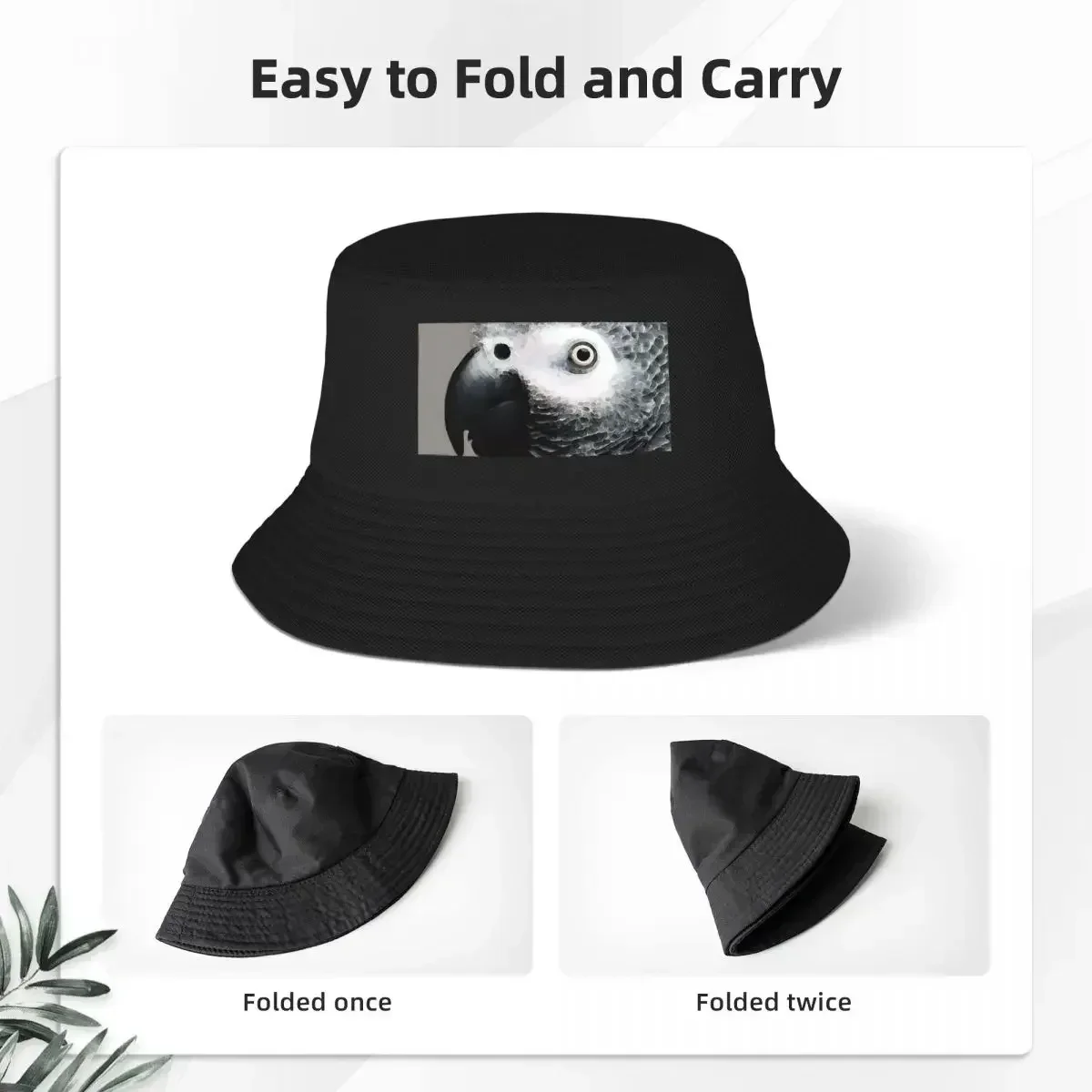2026 African Gray Parrot Art - Softy Bucket Hats Panama Hat Children Bob Hats Hip Hop Fisherman Hats Summer Beach Fishing Unisex