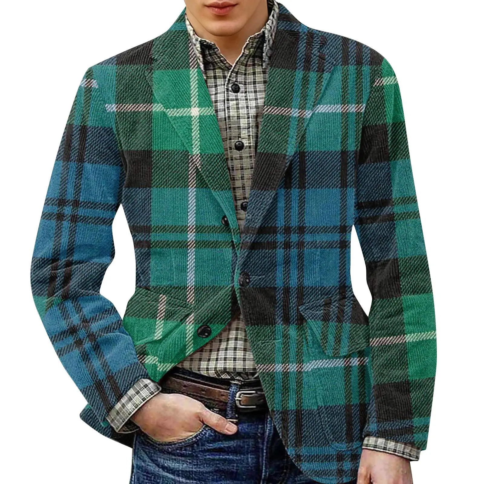 

Men'S Cardigan Top Casual Plaid Jacket Warm Suit Jacket Autumn And Winter Top Multiple Styles Of Jacket For Office And Business