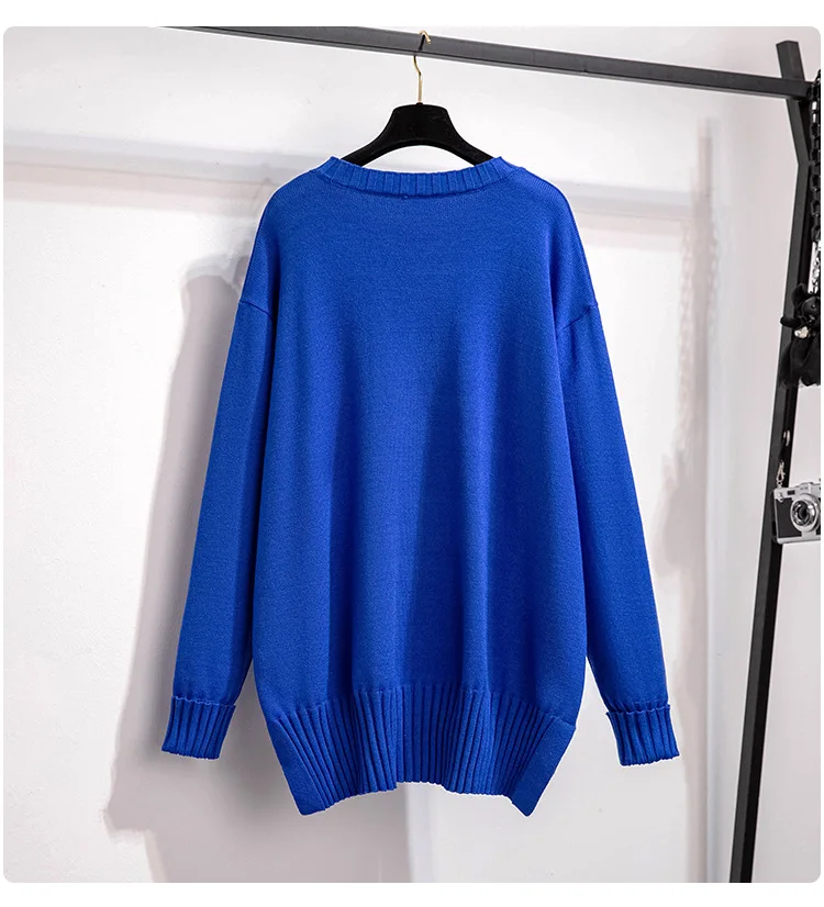 Large Size Bust 160cm Spring Autumn Loose Pullover Fashion Round Neck Long Sleeve Knitted Sweater 5XL 7XL  9XL 10XL 12XL 170Kg