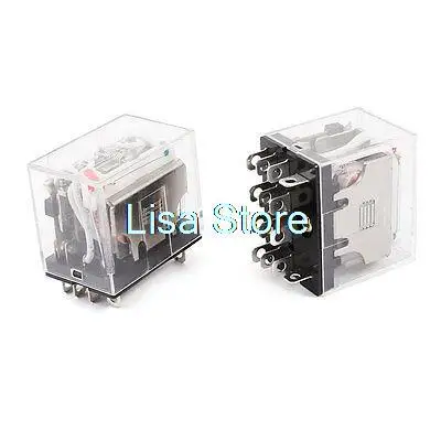 HH64PL AC 200/220V Coil 14 Pins 4PDT Red LED Indicator Light Power Relay 2 Pcs