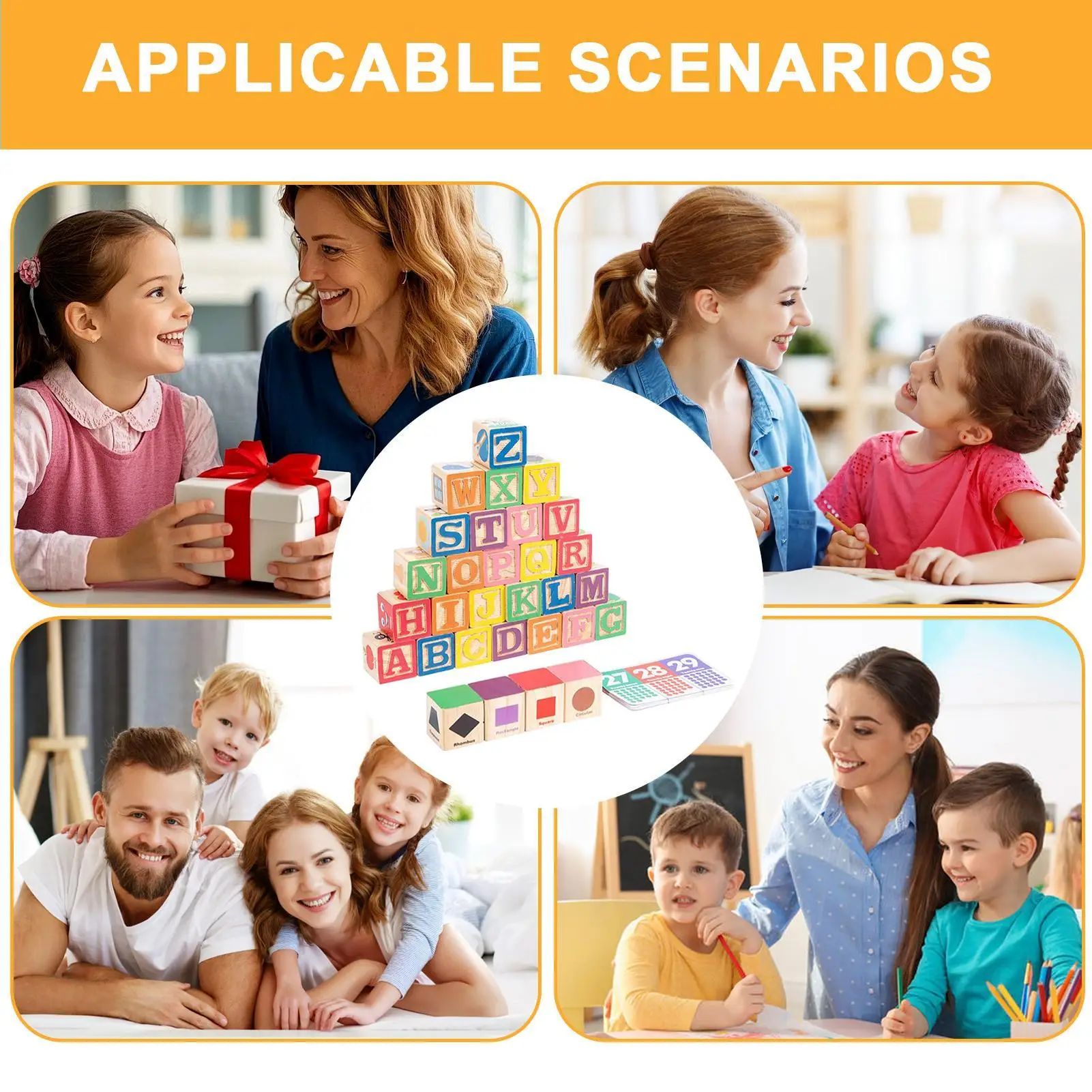 Alphabet Blocks For Toddler Wooden Educational Toys Kids Animal Matching Stacking Blocks For Toddler Girls Kids Kindergarten