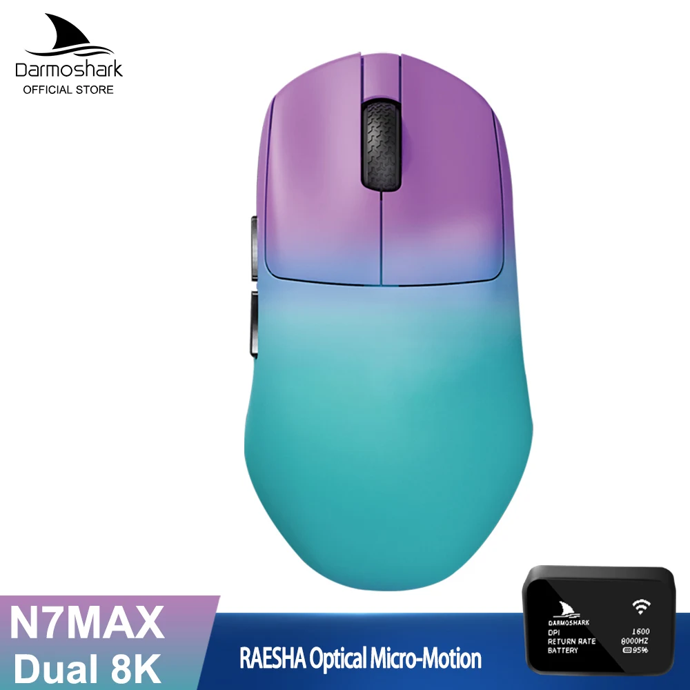 

Darmoshark N7 MAX Double 8K Wireless Gaming Mouse Sensor PAW3950 30K DPI Game Macro Optical Micro Motion Mouse Light Weight Mice