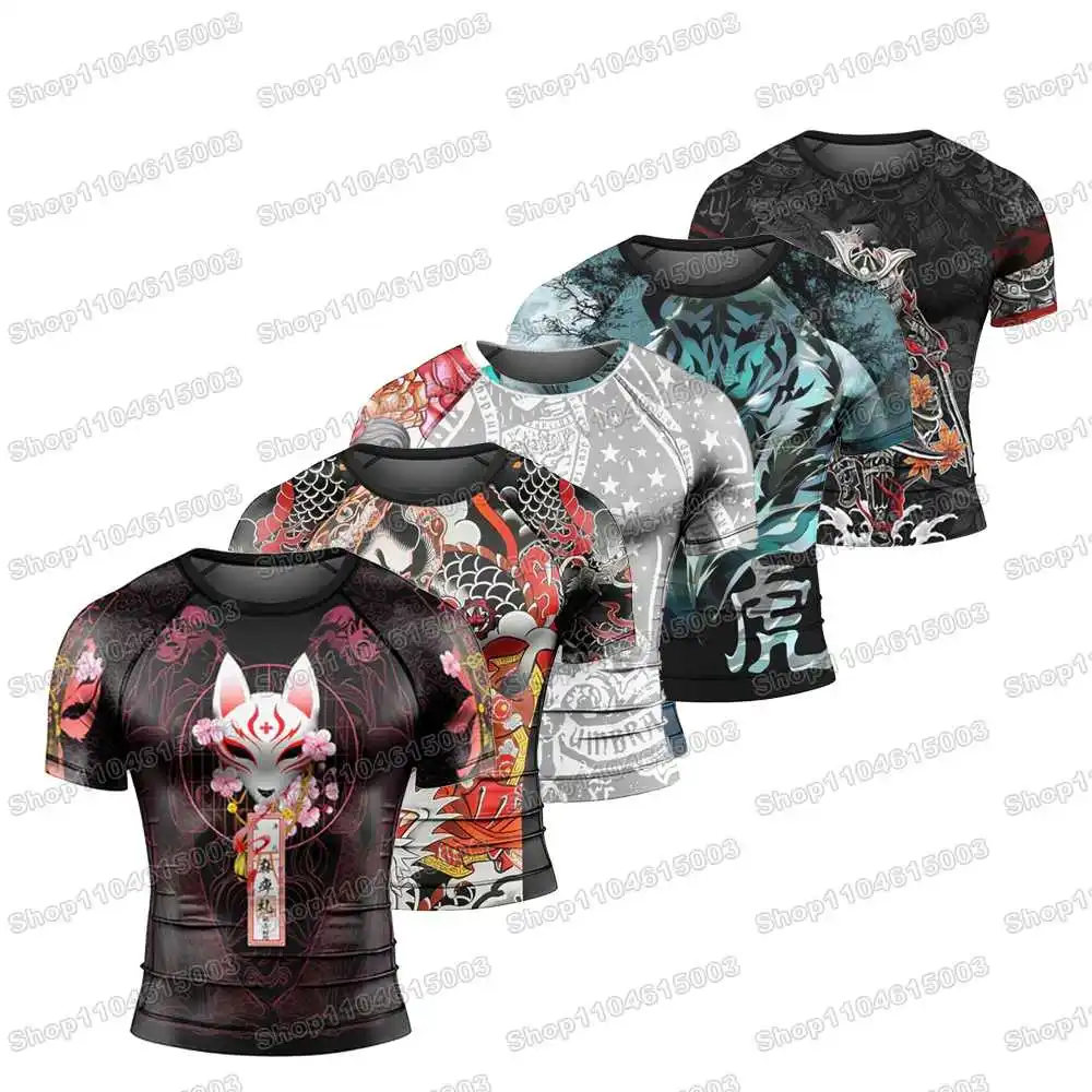 Frankenstein Wrestling  Rash Guards Surfing Jersey Beach Shirts Swimwear Diving Gym Shorts MMA BJJ Men Jiu Jitsu Fitness Sets