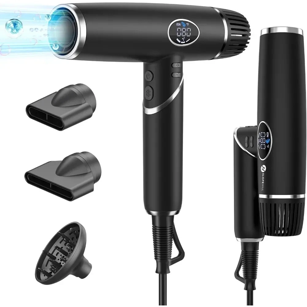 

# l Складной профессиональный ионный фен, портативный фен мощностью 2000 Вт с магнитным диффузором для вьющихся волос