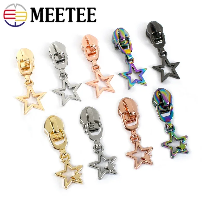 10/30Pcs 5# Meetee Zipper Sliders for Nylon Zippers Bags Purse Zip Puller Head Repair Kit DIY Garment Tailor Sewing Accessories