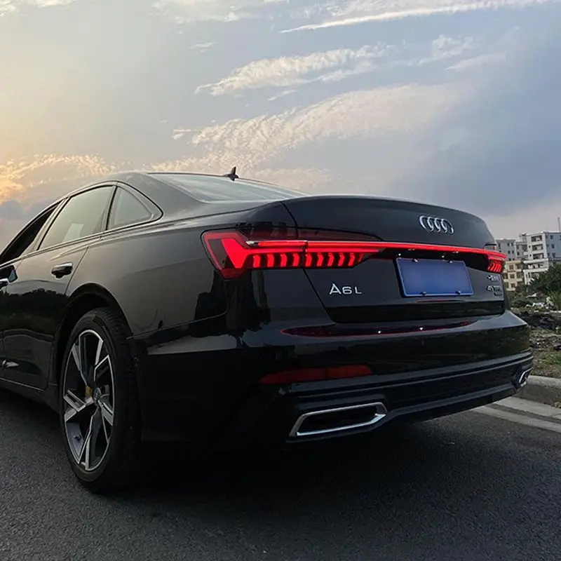 For Audi A6 A6L 2019 2020-2023 Dynamic Through Flow Tail Light LED Streamer Tail Lamp Brake Light Warning Lamp Turn Signal Light