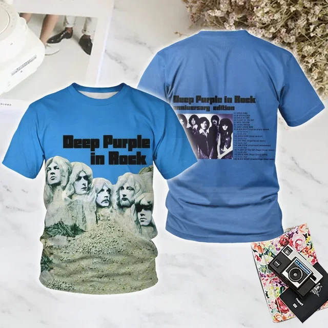 Popular Heavy Rock Metal Deep Purple Band 3D Printing T-shirt Men/Women Short Sleeve Tee Shirt Summer Fashion Hip Hop Y2k Tops