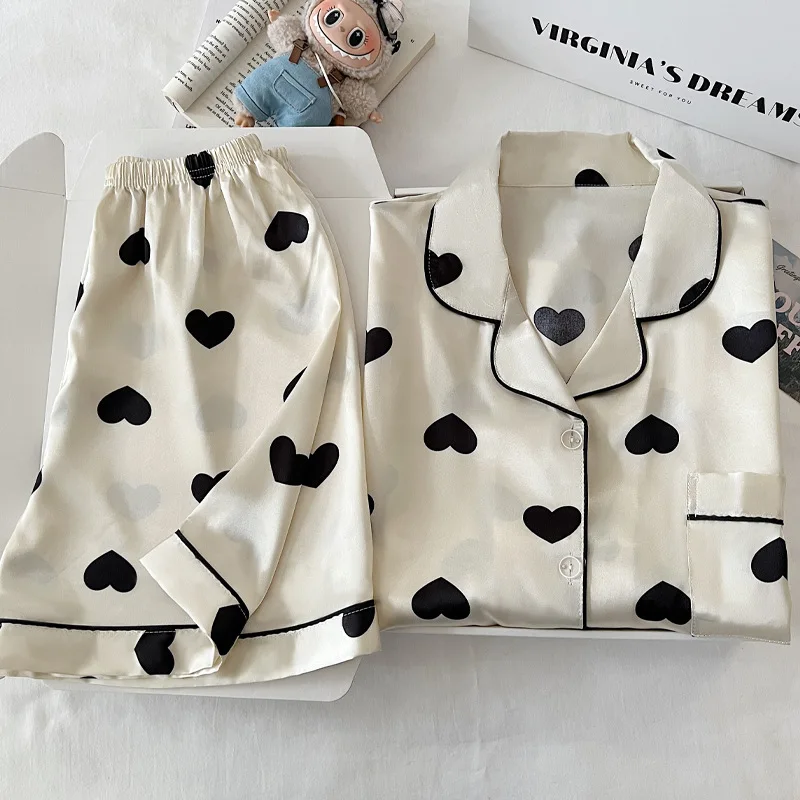 Pyjama d'été de Style coréen Love Ins pour filles, Short fin à manches courtes, Cardigans, Niche, vêtements de maison amples