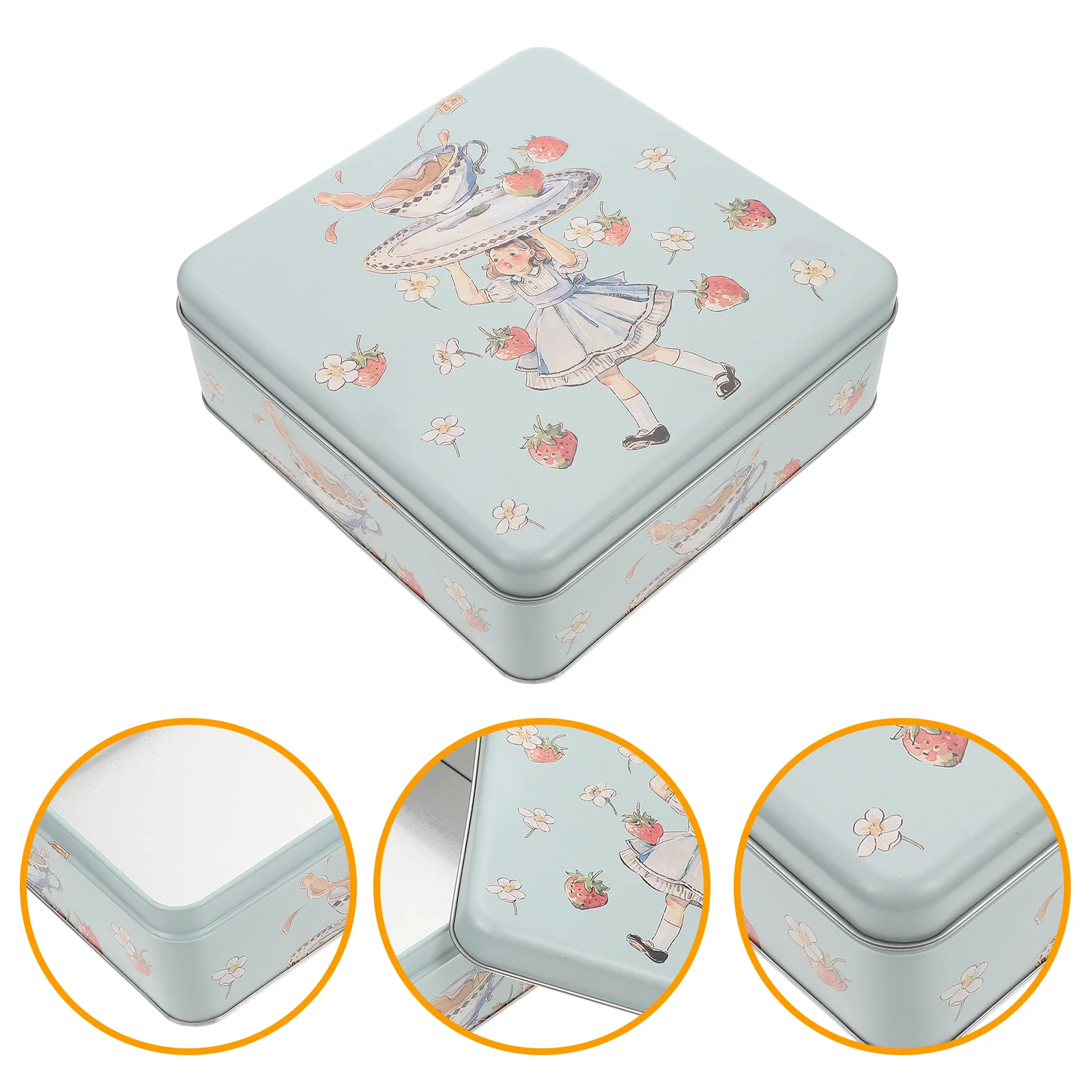 Box Cookie Tins Tin Storage Candy Metal Square Lids Case Boxes Containers Decorative Container Tinplate Gift Biscuit Tea Empty