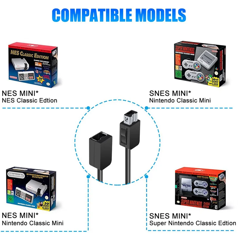 1Pc 300cm Extension Cable Game Extender Cord For Nintend SNES Classic Mini Controller For NES Wii Controller Black