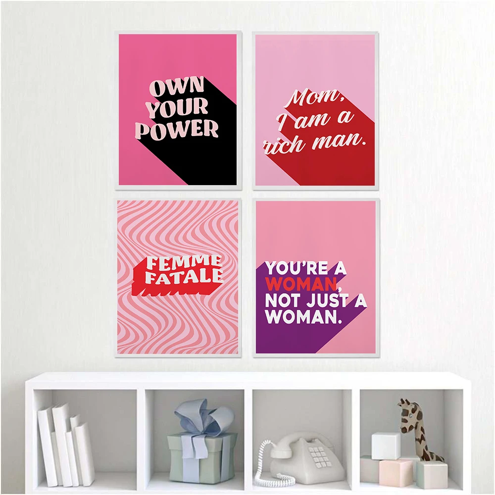 Femme Feminist Wall Art Poster Gifts Girls Power Retro Self-Empowerment Quotes Prints Office Canvas Painting Home Room Decor