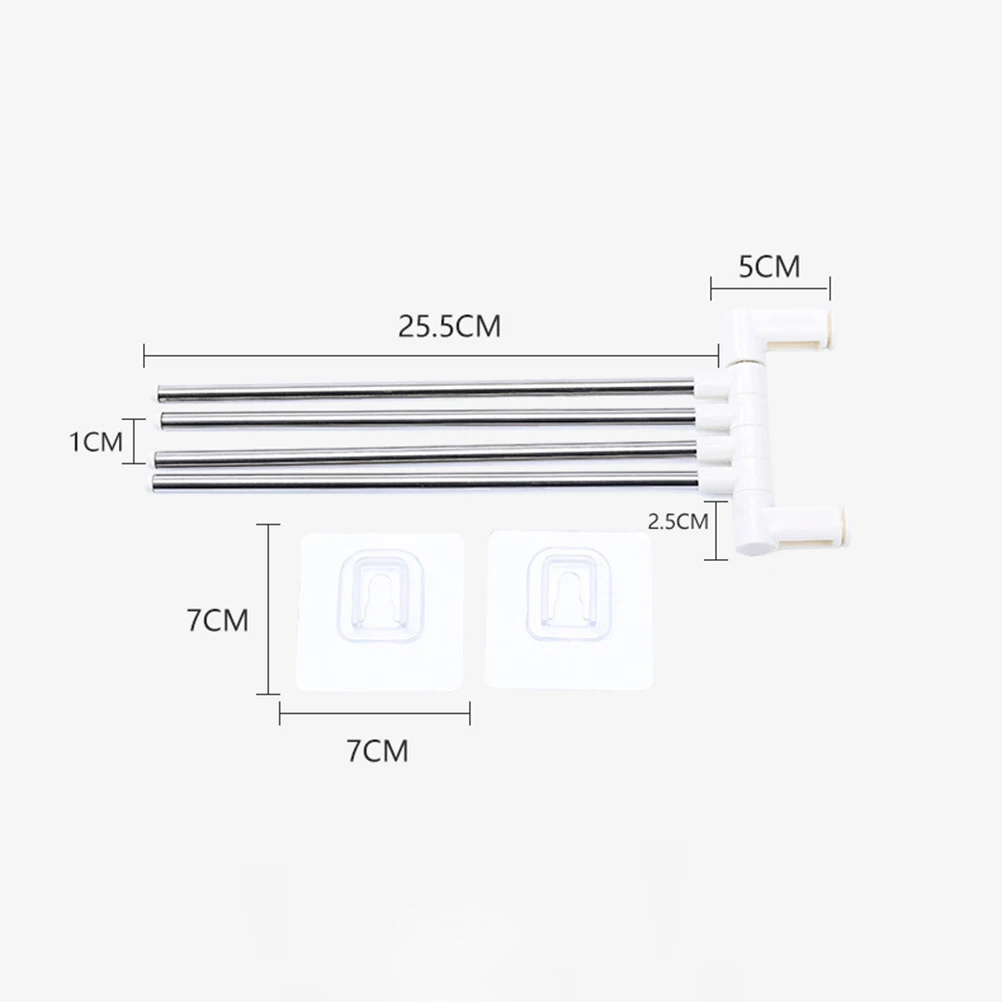 

Rotatable Stainless Steel Holeless Towel Rack Adhesive Bathroom Kitchen Holder Multifunctional Hand Towel Organizer