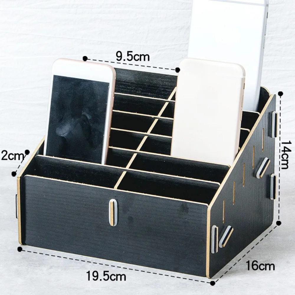 

Wood Desktop Storage Box 12/24-Grid Detachable Mobile Phone Storage Box Easy to Install Multifunctional Phone Holder Office