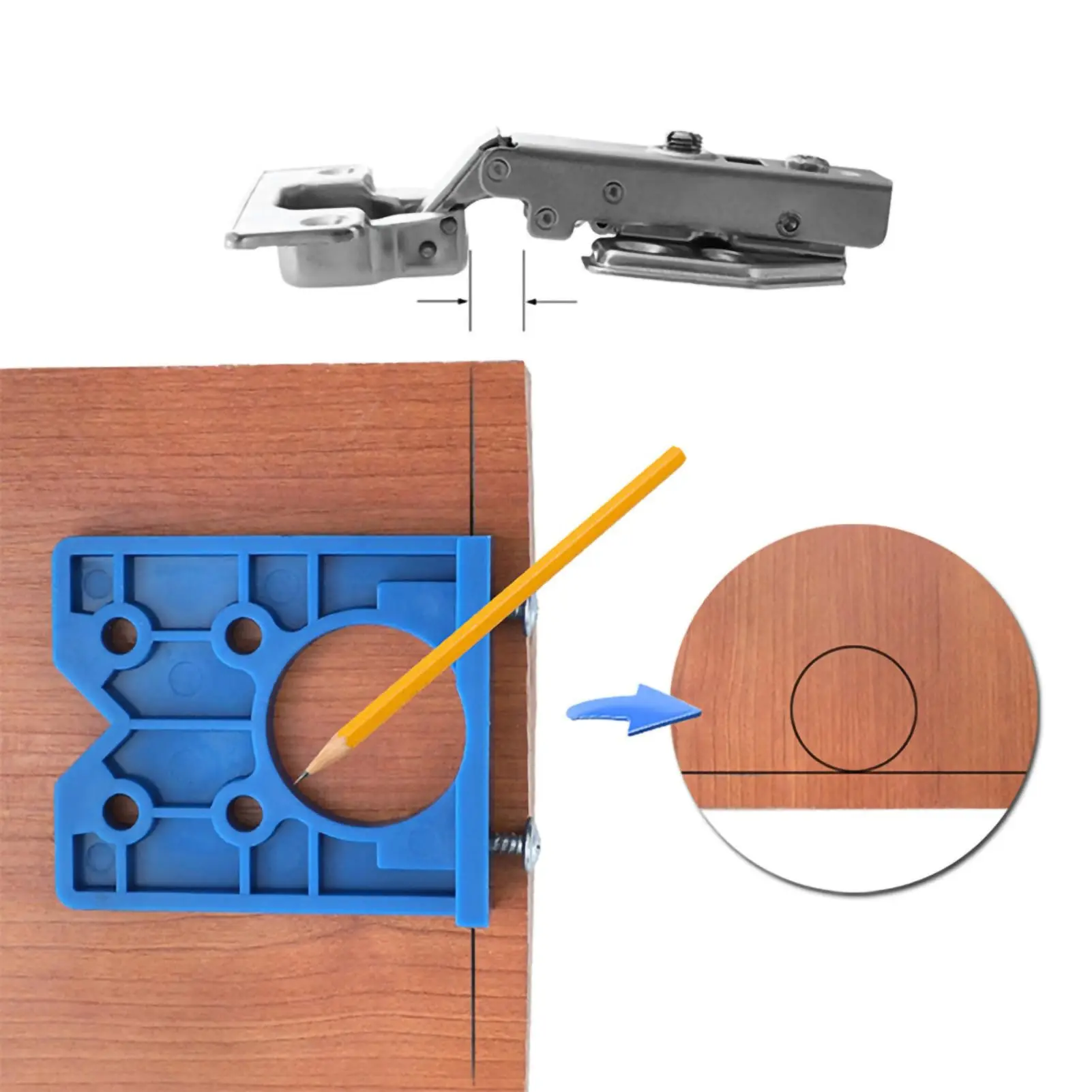Woodworking Hinge Locator Tool Hole Opener for Accurate Door Hinge Installation Durable Material for Concealed Hinges and Guides