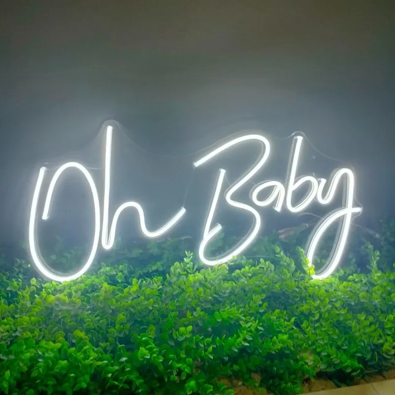 Oh Baby Neon Sign for Wall Decor Dimmable Decorations Birthday Party Wedding Decor (Warm white (14.2 x 7.9 inches))5V USB