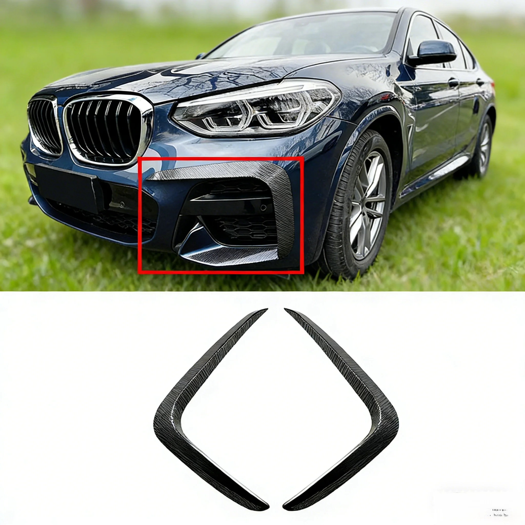 Für BMW X3 X4 G01 G02 M Sport 2018 2019-2021 Frontstoßstangen-Splitter Nebelscheinwerfer-Grill Spoiler-Abdeckung Lufteinlass Windabweiser Karosserie-Kit