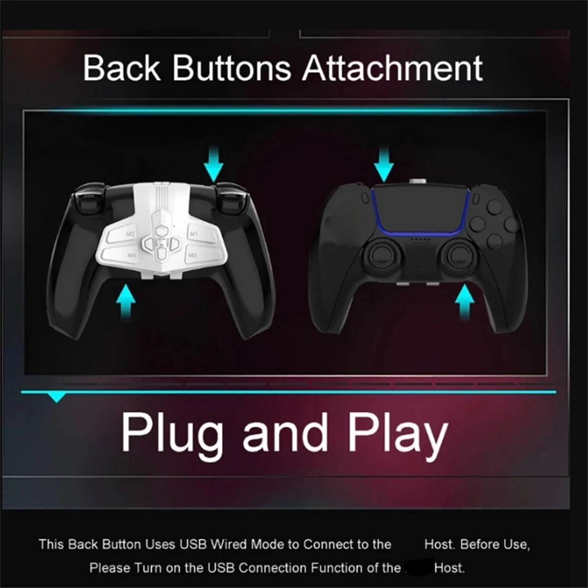 Rear Paddle Accessory Controller Expansion Kit Rear Button and Back Plate Remapping Kit for PS5 Back Clip Buttons Black