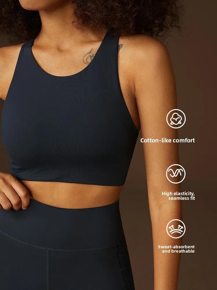 Sports Bra Women's Vest Style Underwear Running Yoga Fitness Anti-Sagging Outdoor Wearable Bra Full Cup No Wire Shoulder Straps