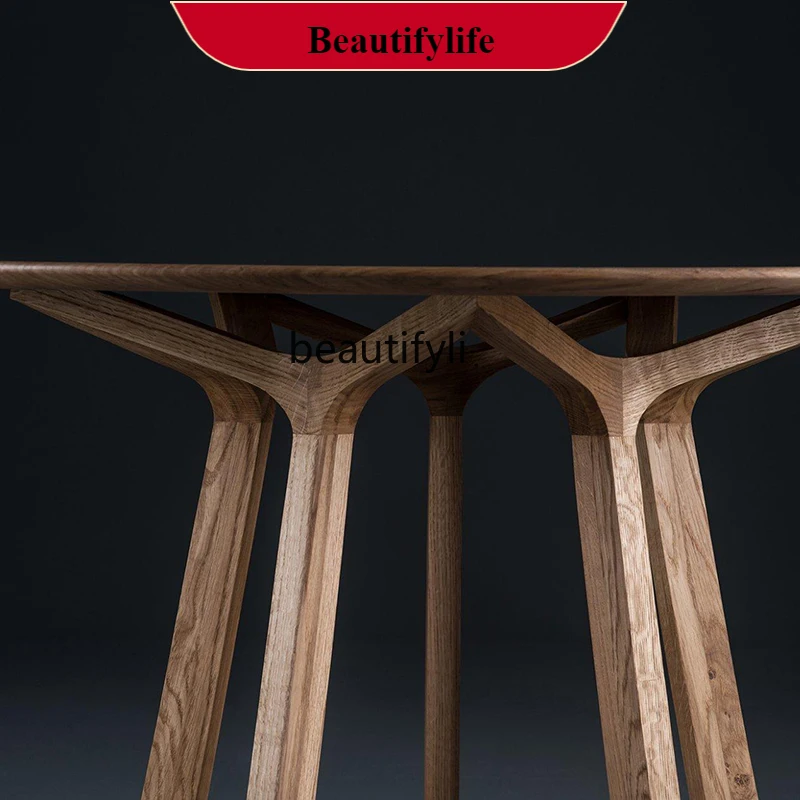 

North America Black Walnut Solid Wood Dining Table Zen round Household Wooden Turntable Dining Table G1218