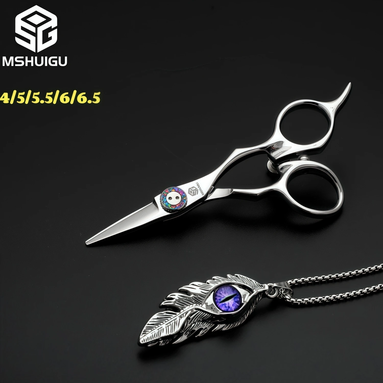 MSHUIGU Professional Hair Scissors Multifunctional Thinning Shear 440C 4-6.5 Inch Barber Shop Tools Scissors with Bearing